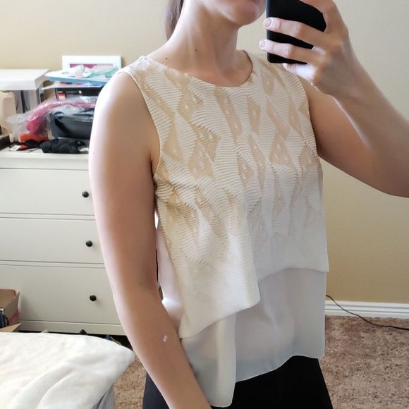 Zara white and gold top size Small - Picture 1 of 5